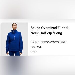 Scuba Oversized Funnel-Neck Half Zip Long in Blue